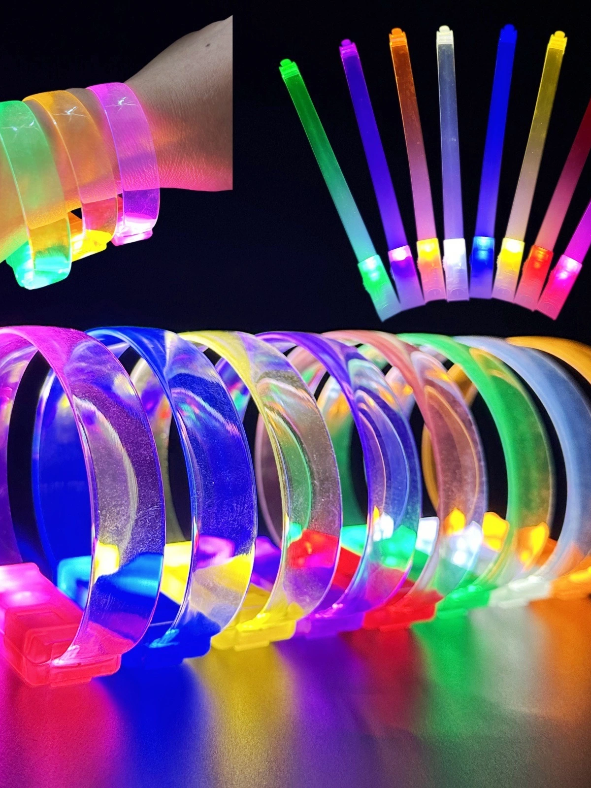 3 Modlu Pilli Led Işıklı Esnek Parti Bilekliği Sarı