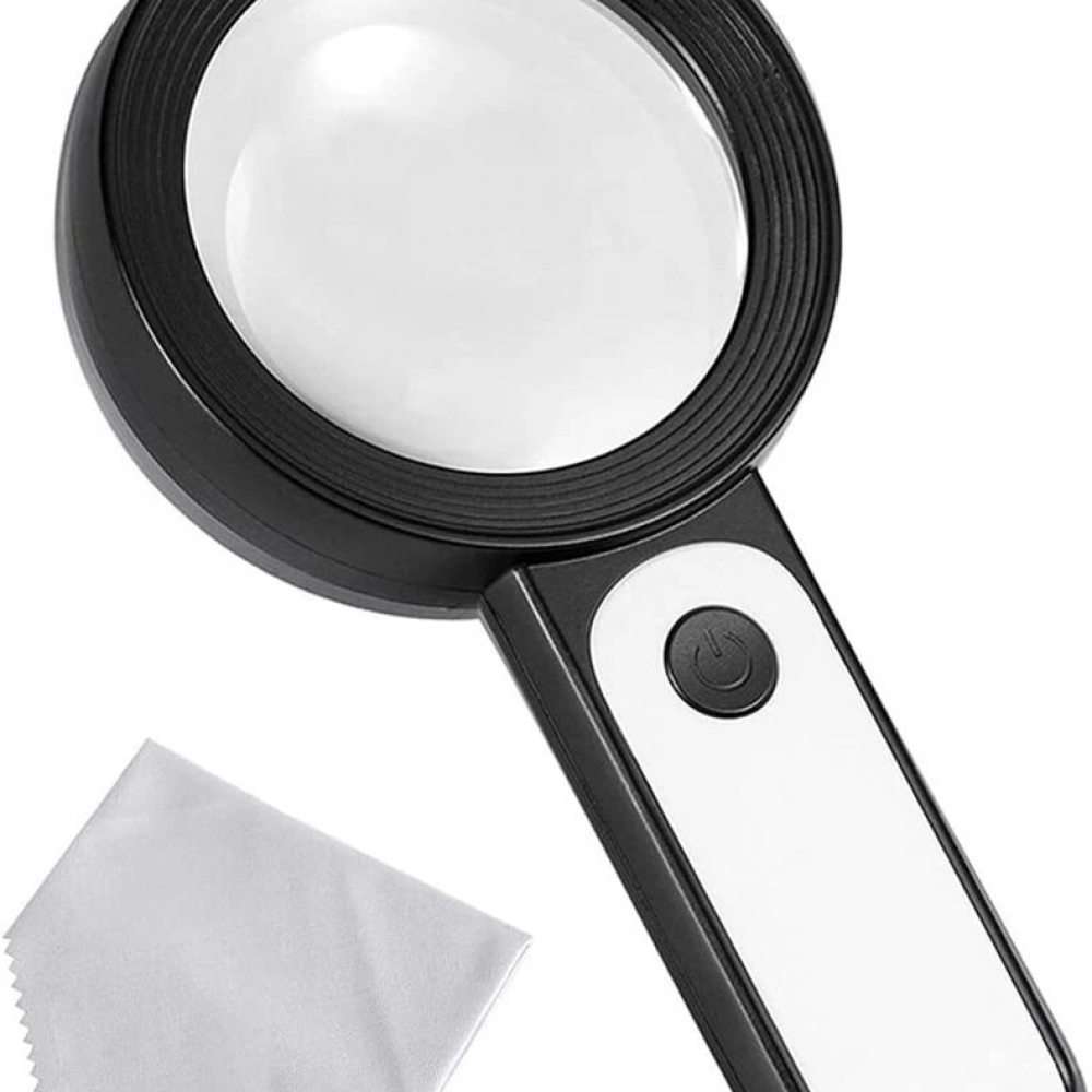 30x 12ışıklı Büyüteç Taşınabilir Çıft Katmanlı Optik Cam Okuma Büyüteç 229018