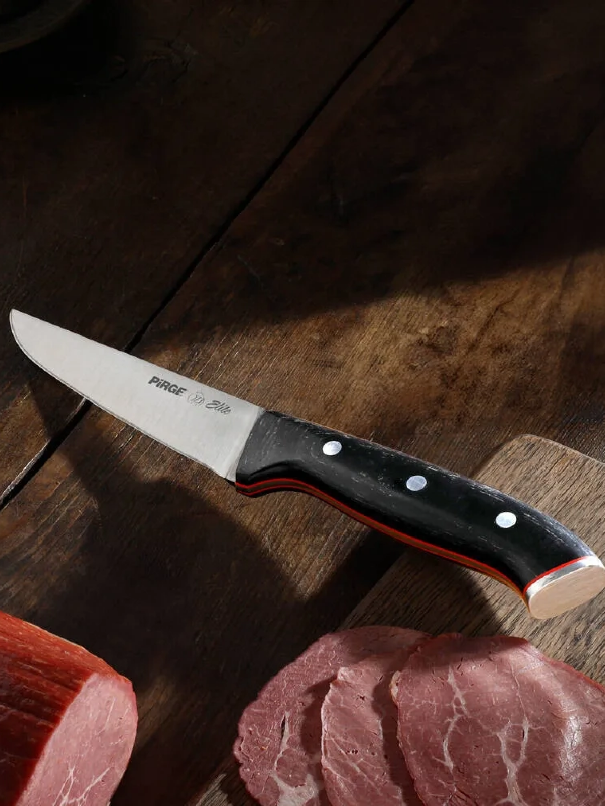 32101 Elite Kurban, Kasap Bıçağı 14,5 Cm - Kahverengi Perçinli Kompozit Sap