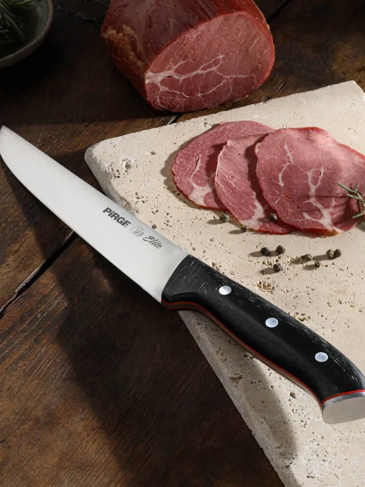 32103 Elite Kurban, Kasap Bıçağı 19 Cm - Kahverengi Perçinli Kompozit Sap