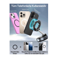 360 Dönebilen Ayarlanabilir Araç Içi Tutucu Kullanılabilen Vakumlu K007 Magsafe Telefon Tutucu