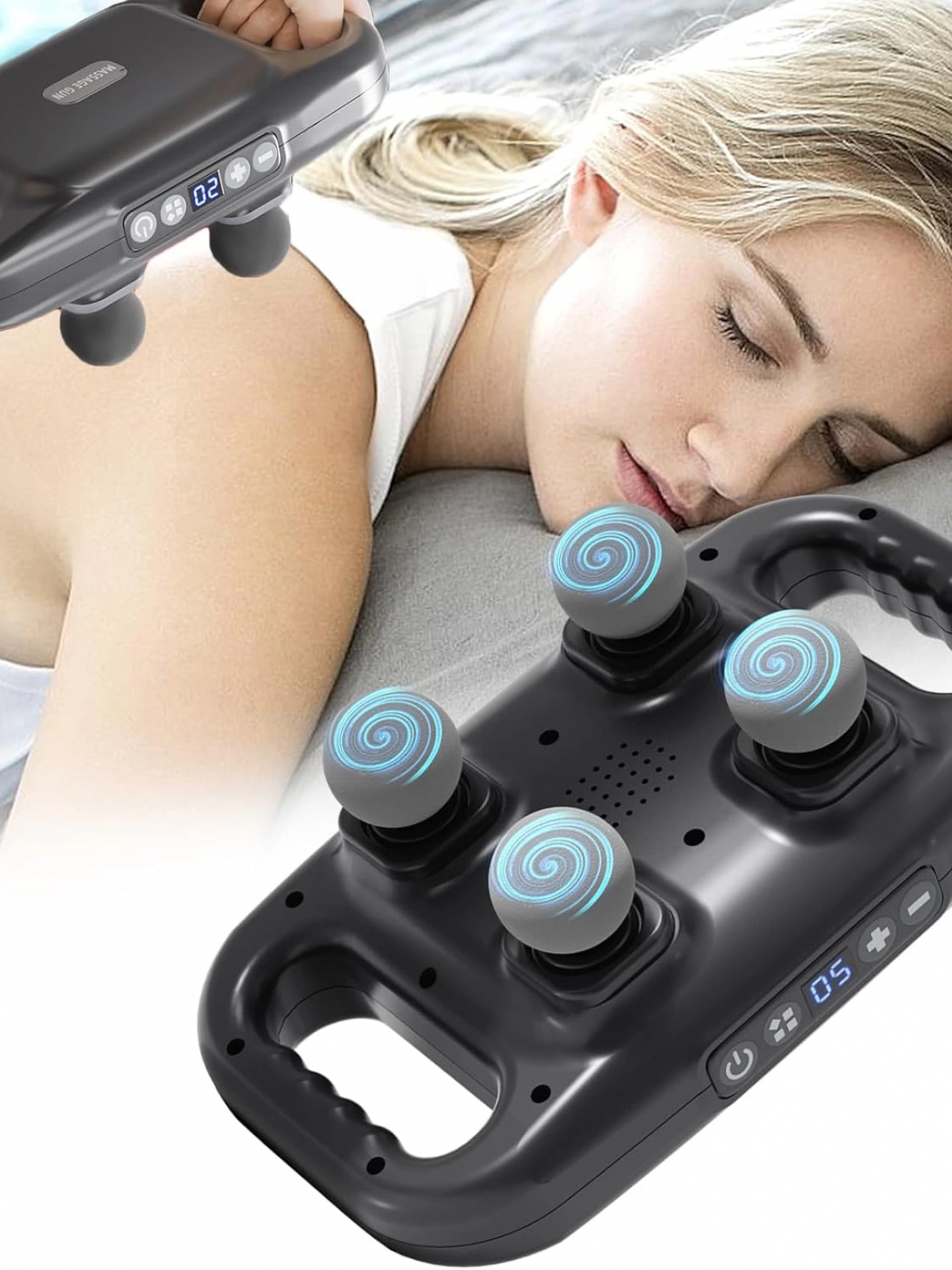 4 Başlıklı Masaj Sı - Ergonomik Derin Doku Sırt Ve Boyun Masaj Aleti Ağrı Ve Sızı Giderici