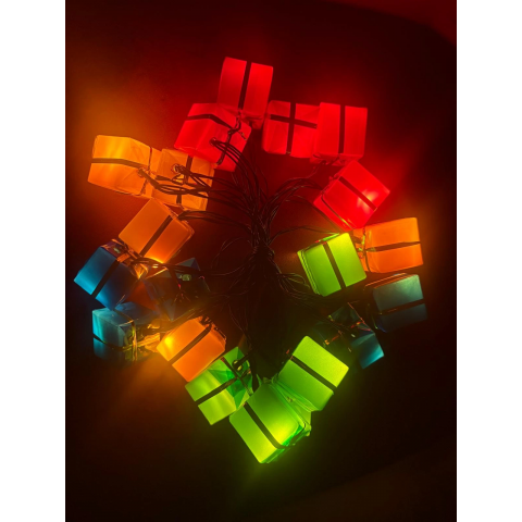 4 Metre 20 Led Pilli 2 Kademeli Hediye Kutusu Yılbaşı Ağacı Süsü Led Işık Mz-2