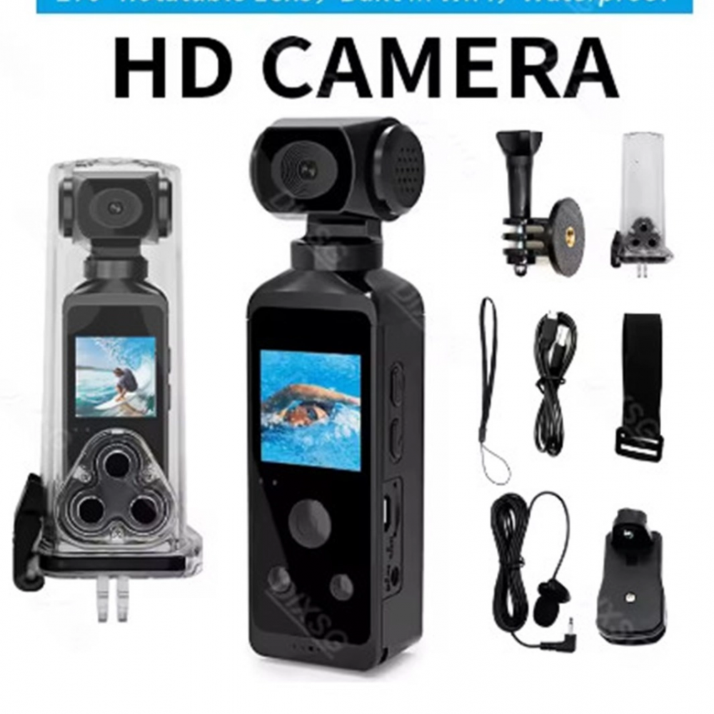 4k Ultra Hd Aksiyon Kamerası 270° Geniş Açı Döner Klips Su Geçirmez Kılıf Wifi Kamera