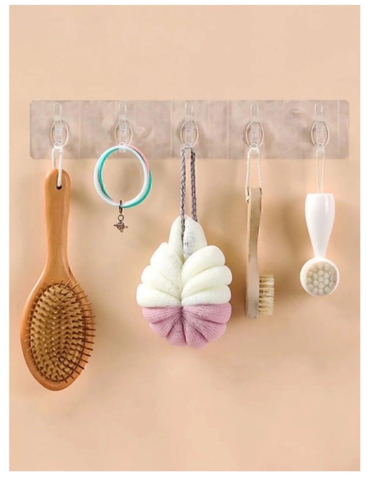 5'li Kendinden Yapışkanlı Güçlü Şeffaf Askılık - Kapı Arkası Mutfak Duvar Banyo Askı