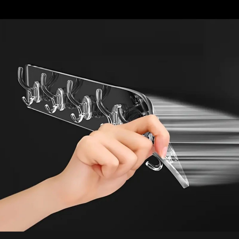 5'li Kendinden Yapışkanlı Güçlü Şeffaf Askılık - Kapı Arkası Mutfak Duvar Banyo Askı