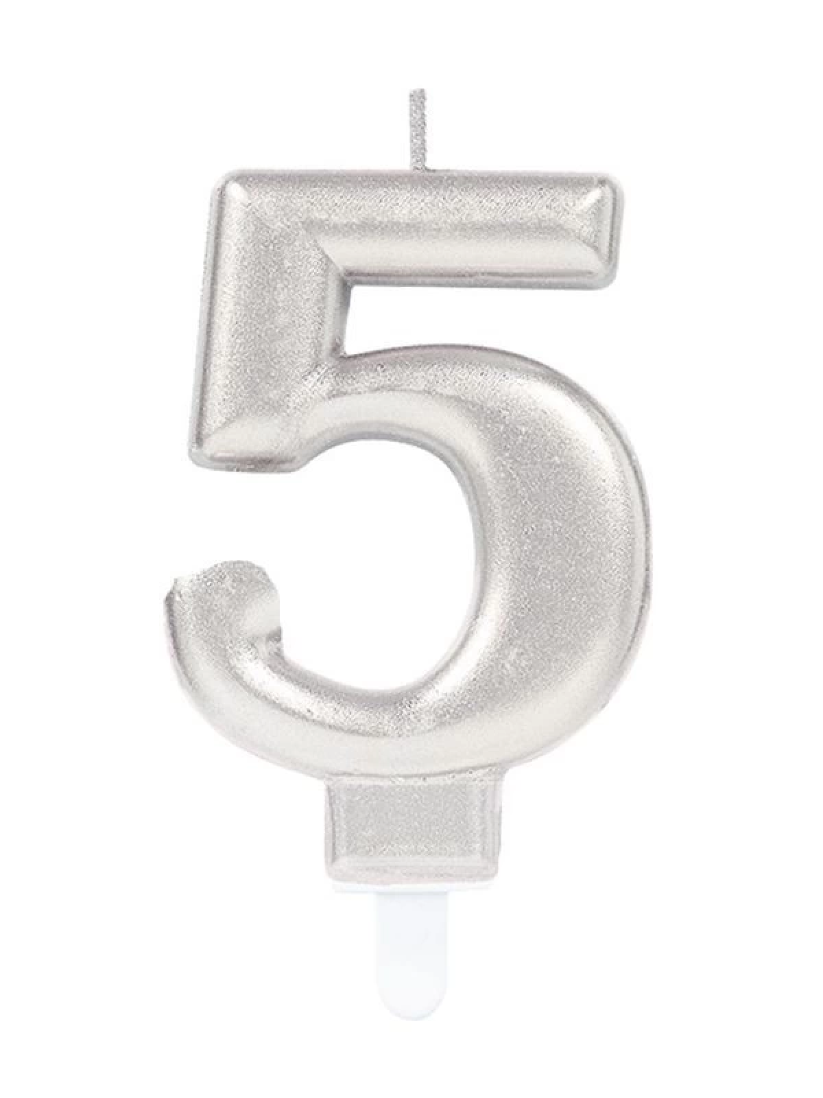 5 Rakam Mum Gümüş Renk