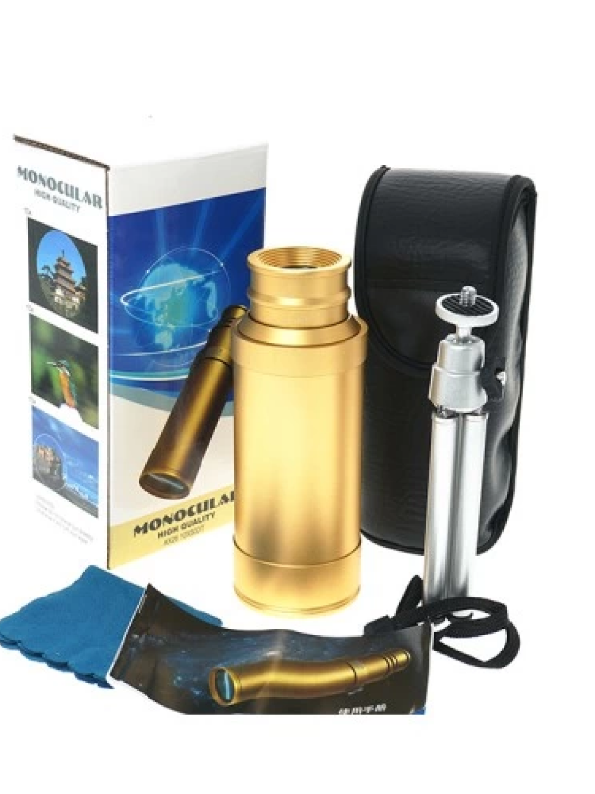 50x50 Panda Metal Gövde Tek Gözle Büyük Mercek Korsan Dürbün Gold