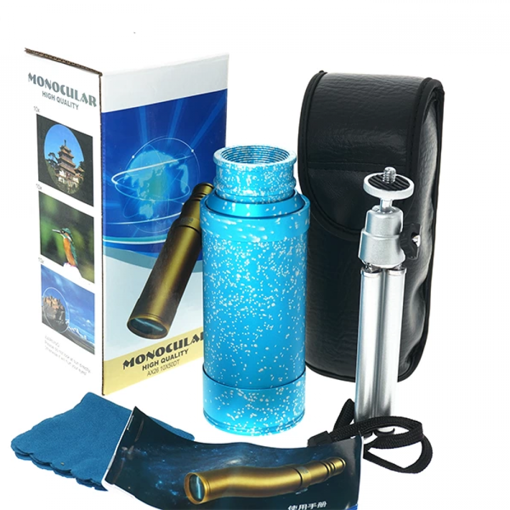 50x50 Panda Metal Gövde Tek Gözle Büyük Mercek Korsan Dürbün Mavi