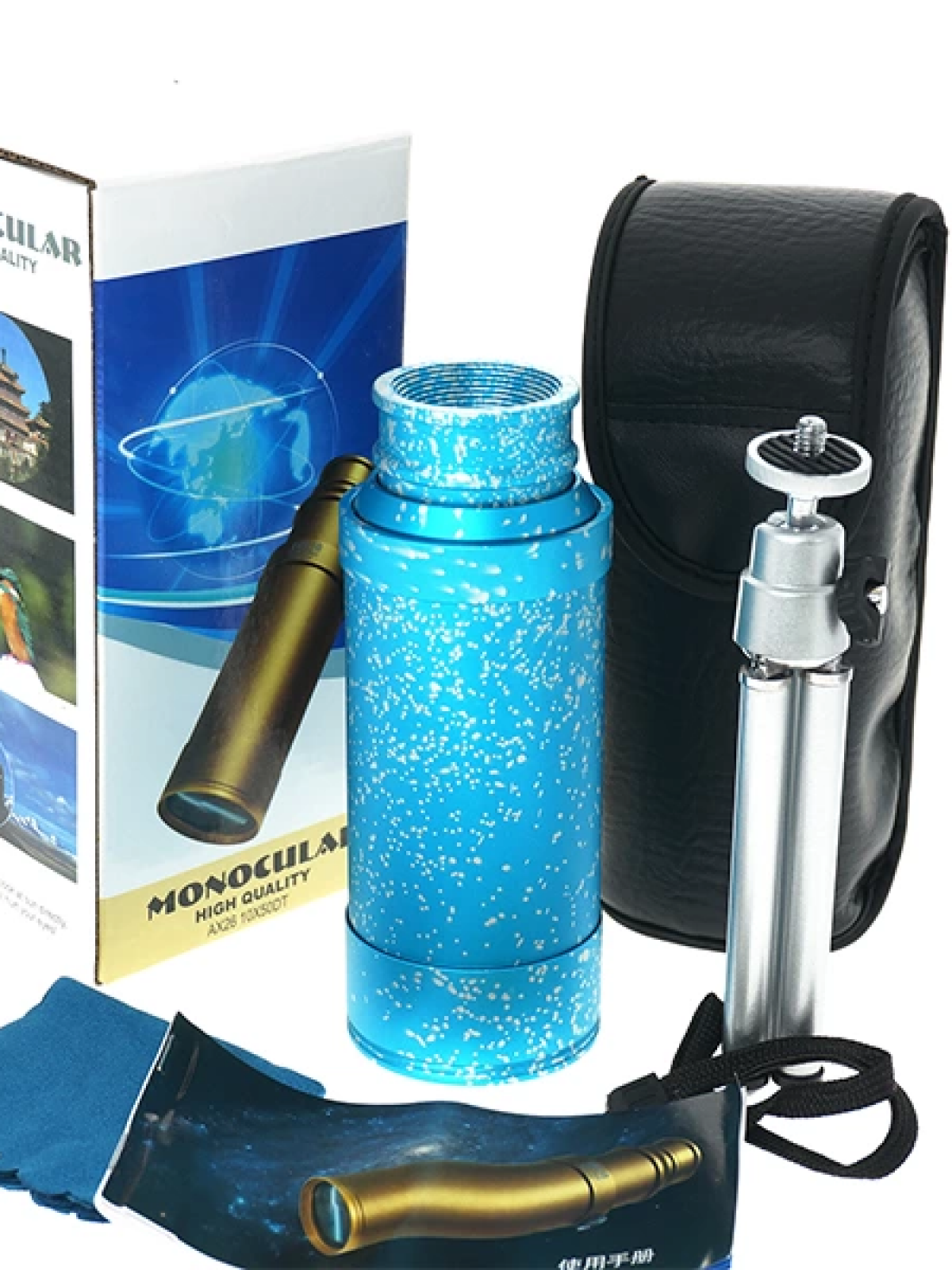 50x50 Panda Metal Gövde Tek Gözle Büyük Mercek Korsan Dürbün Mavi