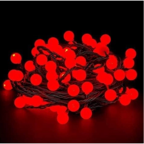 5m 28 Led Kırmızı Işık Siyah Kablo Fişli Eklemeli Mz-18-18