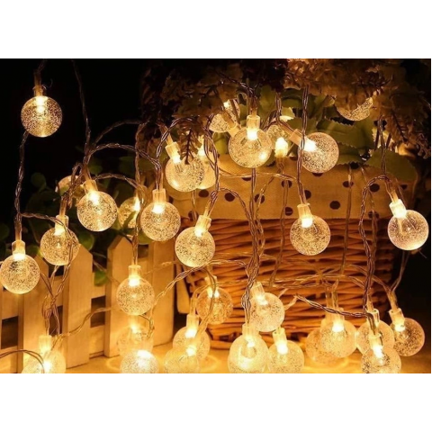 5m 28 Led Kristal Top Gün Işığı Şeffaf Kablo Fişli Eklemeli Mz-18-14