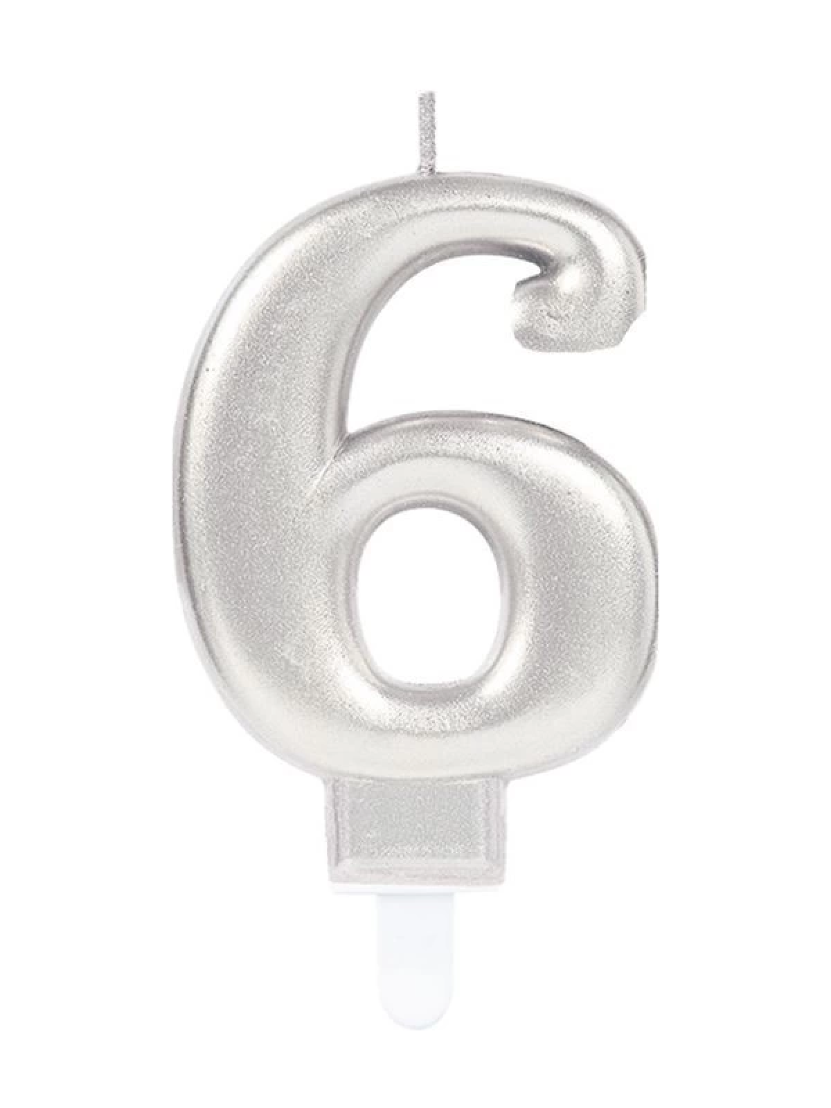 6 Rakam Mum Gümüş Renk