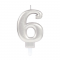 6 Rakam Mum Gümüş Renk