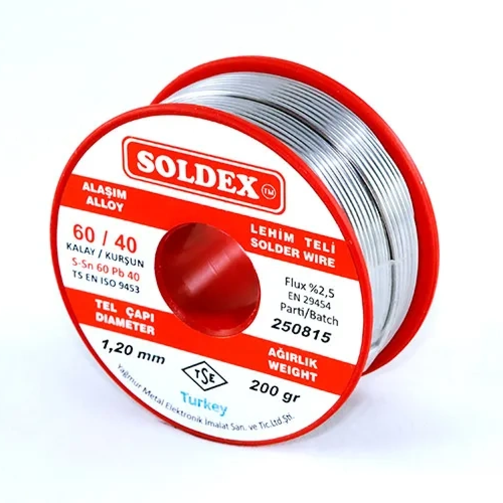 60-40 Lehim Teli 200 Gr 1,2 Mm - Sn:60 / Pb:40