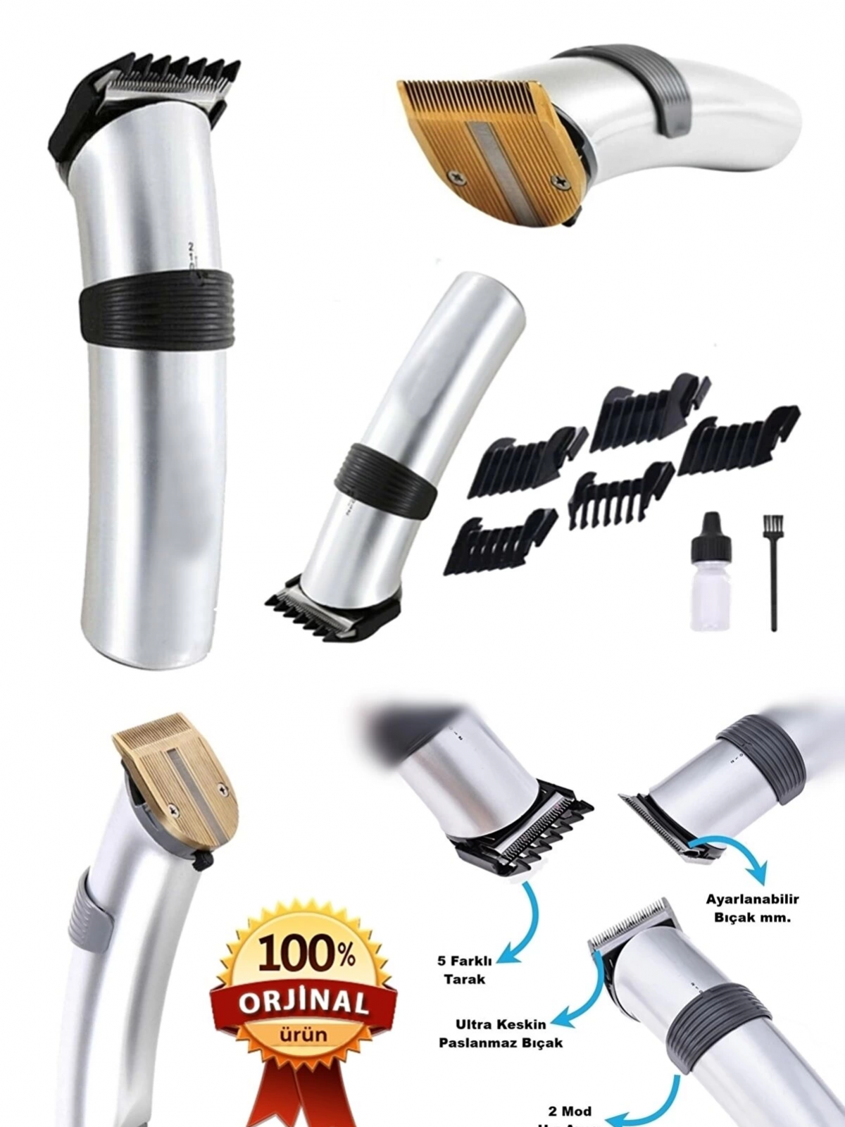609 Profesyonel Şarjlı Saç Sakal Kesme Tıraş Makinesi Erkek Tıraş Makine Seti