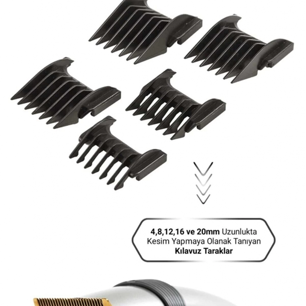 609 Profesyonel Şarjlı Saç Sakal Kesme Tıraş Makinesi Erkek Tıraş Makine Seti