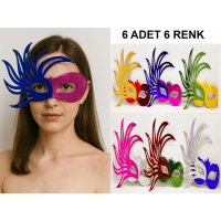 639lı Renkli Balo Maskesi Seti | Karton  Lastikli (yetişkin-çocuk Uyumlu)