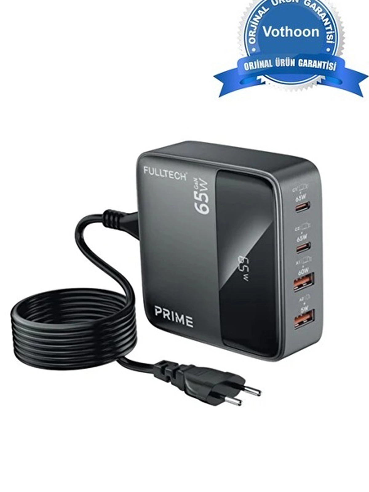 65w Masaüstü 4 Portlu Hızlı Şarj Cihazı İstasyonu 2xusb-a, 2xtype-c Giriş,1,5 Mt. Kablo