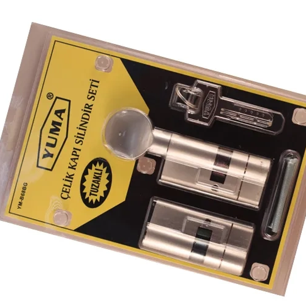 68mm Mandallı Çelik Kapı Tuzaklı Barel Seti - Saten