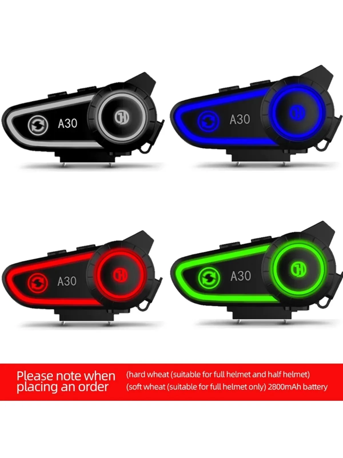 A30 Motosiklet Kask Kulaklık Intercom Işıklı Motorsiklet Interkom