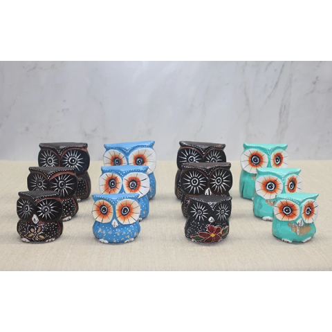 Ahşap 3'lü Baykuş Seti 3sutama-10