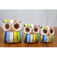 Ahşap 3'lü Baykuş Seti Polos:4