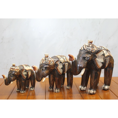 Ahşap 3'lü Fil Seti Okas:12