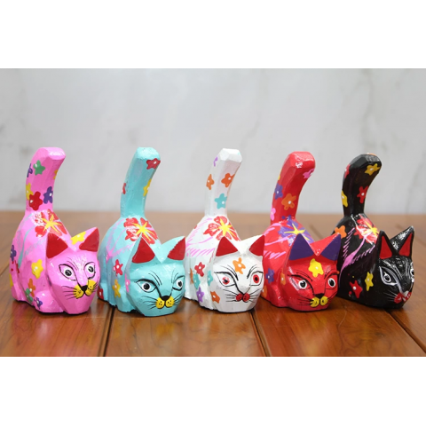 Ahşap 5'li Kedi Seti Polos:11