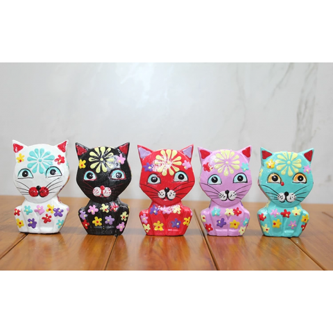 Ahşap 5'li Kedi Seti Polos:5