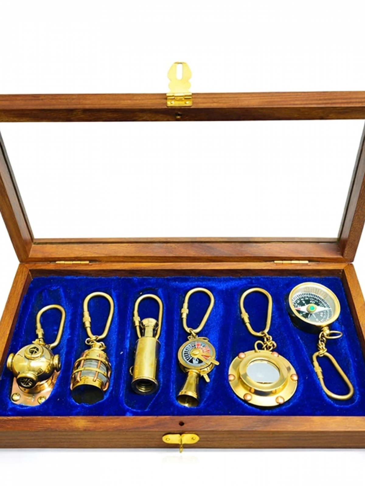 Ahşap Kutulu Denizci Temalı Pirinç Anahtarlık Seti Key-0285