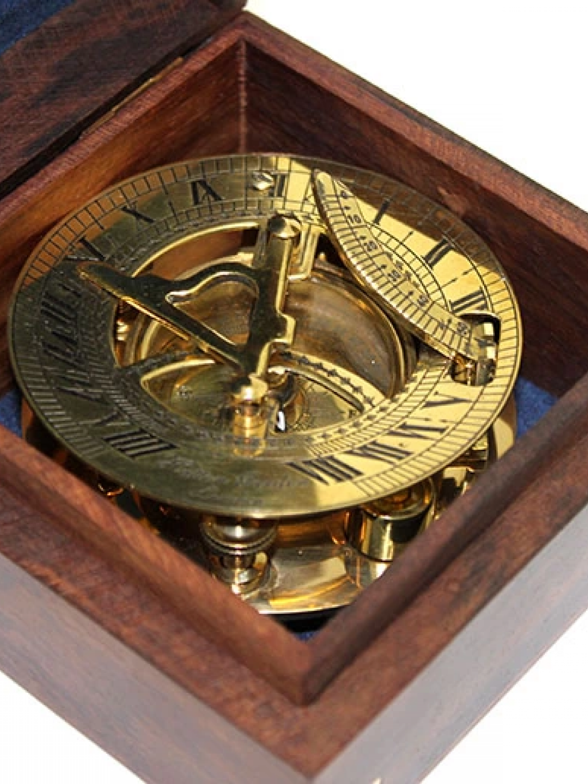 Ahşap Kutulu Pirinç Güneş Saati Ve Pusula Modeli 2213