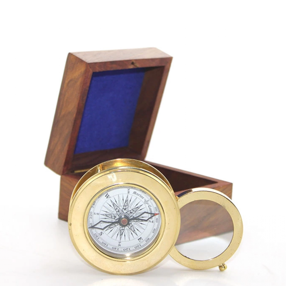 Ahşap Kutulu Pirinç Mercekli Pusula 16040