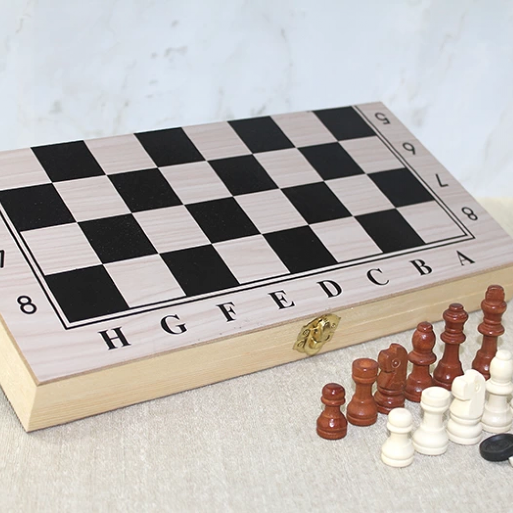 Ahşap Kutulu Satranç Ve Tavla Seti Alk4022