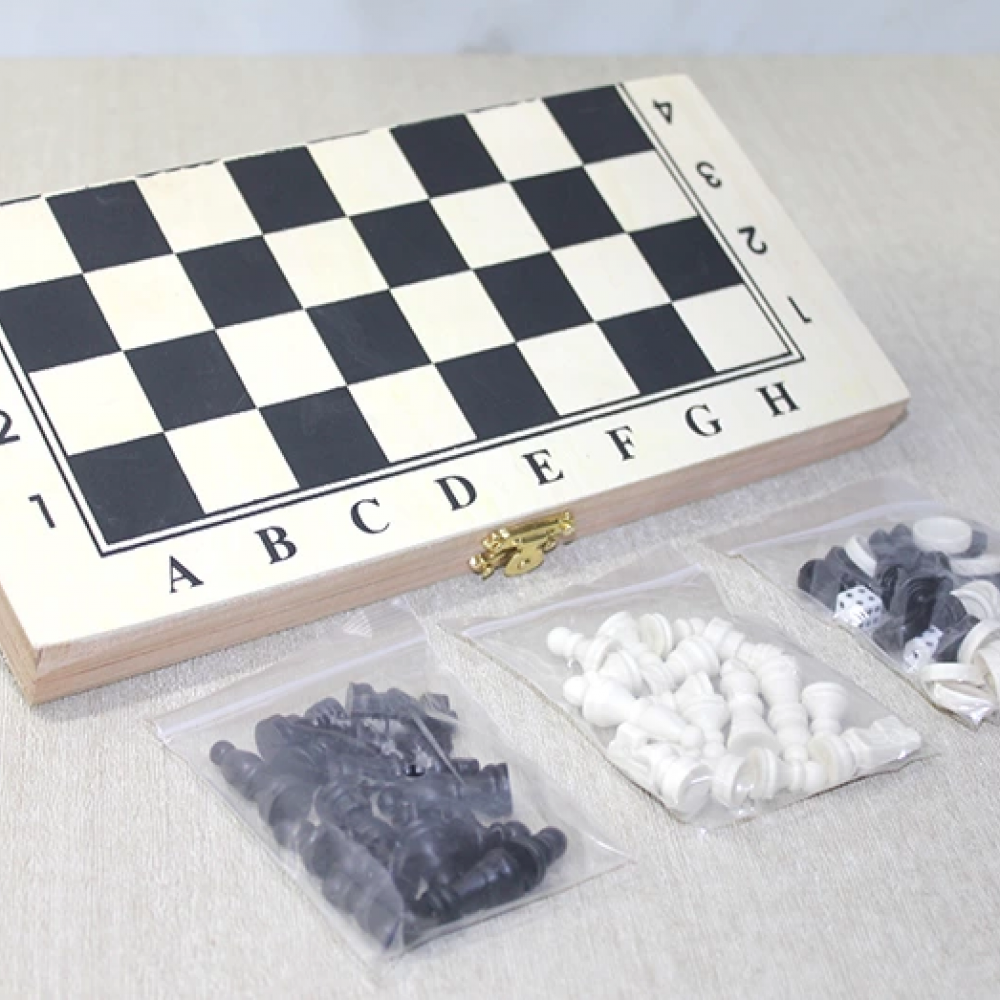 Ahşap Kutulu Satranç Ve Tavla Seti Alk4025