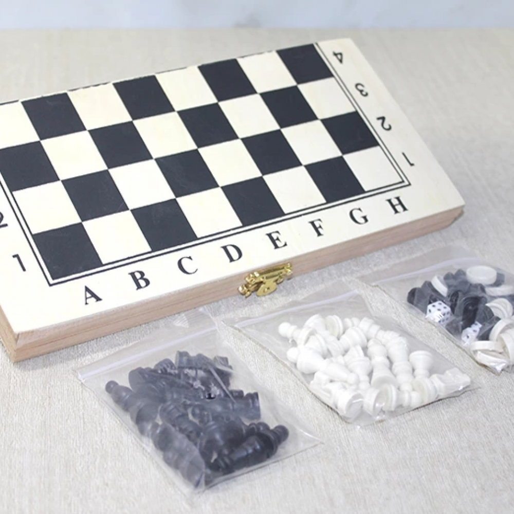 Ahşap Kutulu Satranç Ve Tavla Seti Alk4026