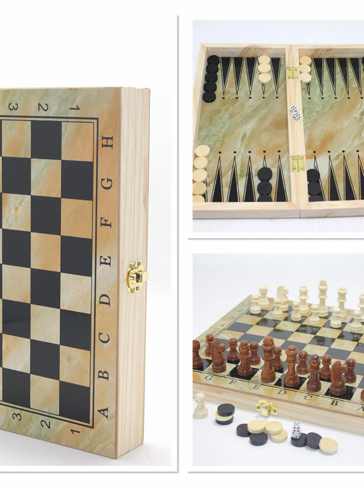 Ahşap Kutulu Satranç Ve Tavla Seti Alk4219