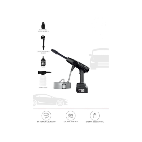 Akülü Şarjlı Yüksek Basınçlı Oto Araba Bahçe Yıkama,temizleme Su Sı