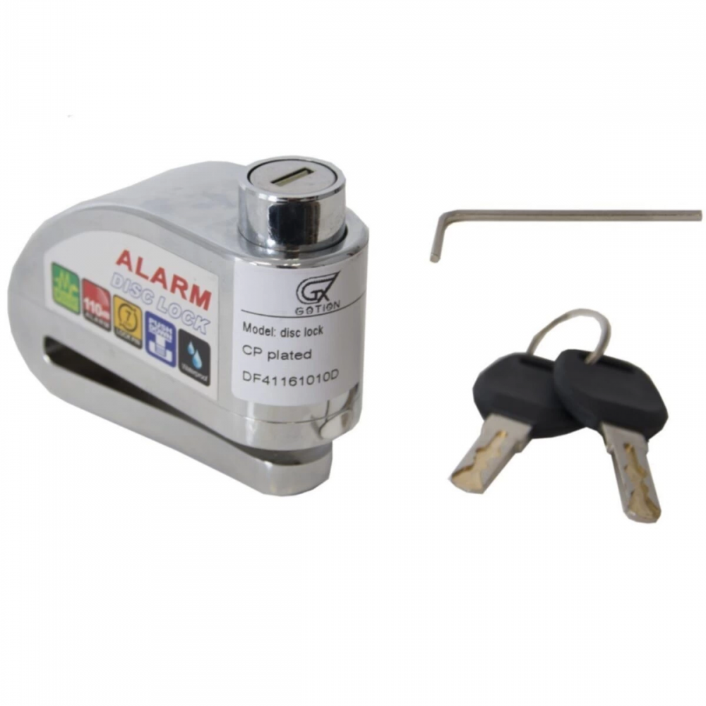 Alarmlı Motosiklet Disk Kilidi 110 Desibel Krom Bisiklet Scooter Alarmlı Disk Kilidi