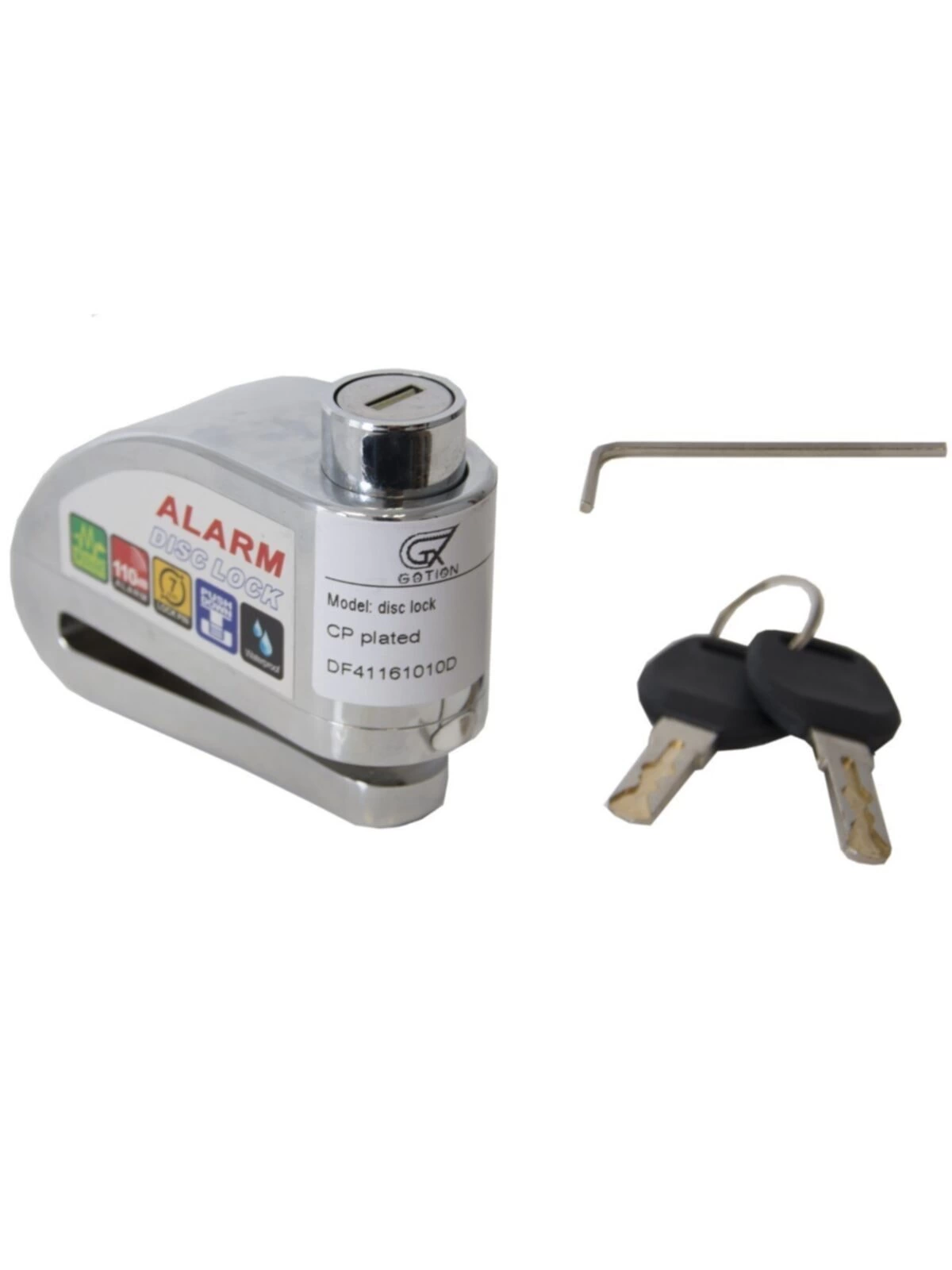 Alarmlı Motosiklet Disk Kilidi 110 Desibel Krom Bisiklet Scooter Alarmlı Disk Kilidi