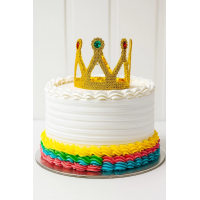 Altın Işıltılı Pasta Tacı Pasta Üstü Taç Plastik Malzeme 8x8 Cm