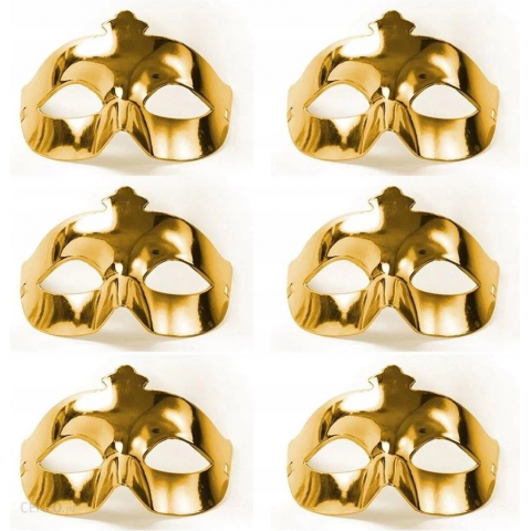 Altın Metalize Renk Düz Balo Parti Maskesi 6 Adet