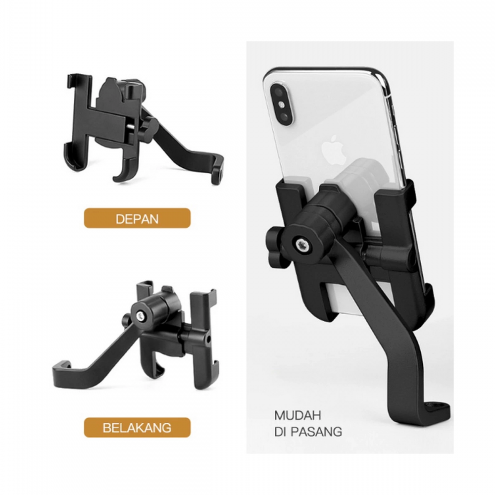 Alüminyum Gövdeli Metal Ayna Bağlantılı Motosiklet Telefon Tutucu 7 İnç Xl