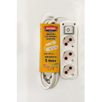 Amiral 3' Lü Topraklı Anahtarlı 5 Metre Kablolu Grup Priz