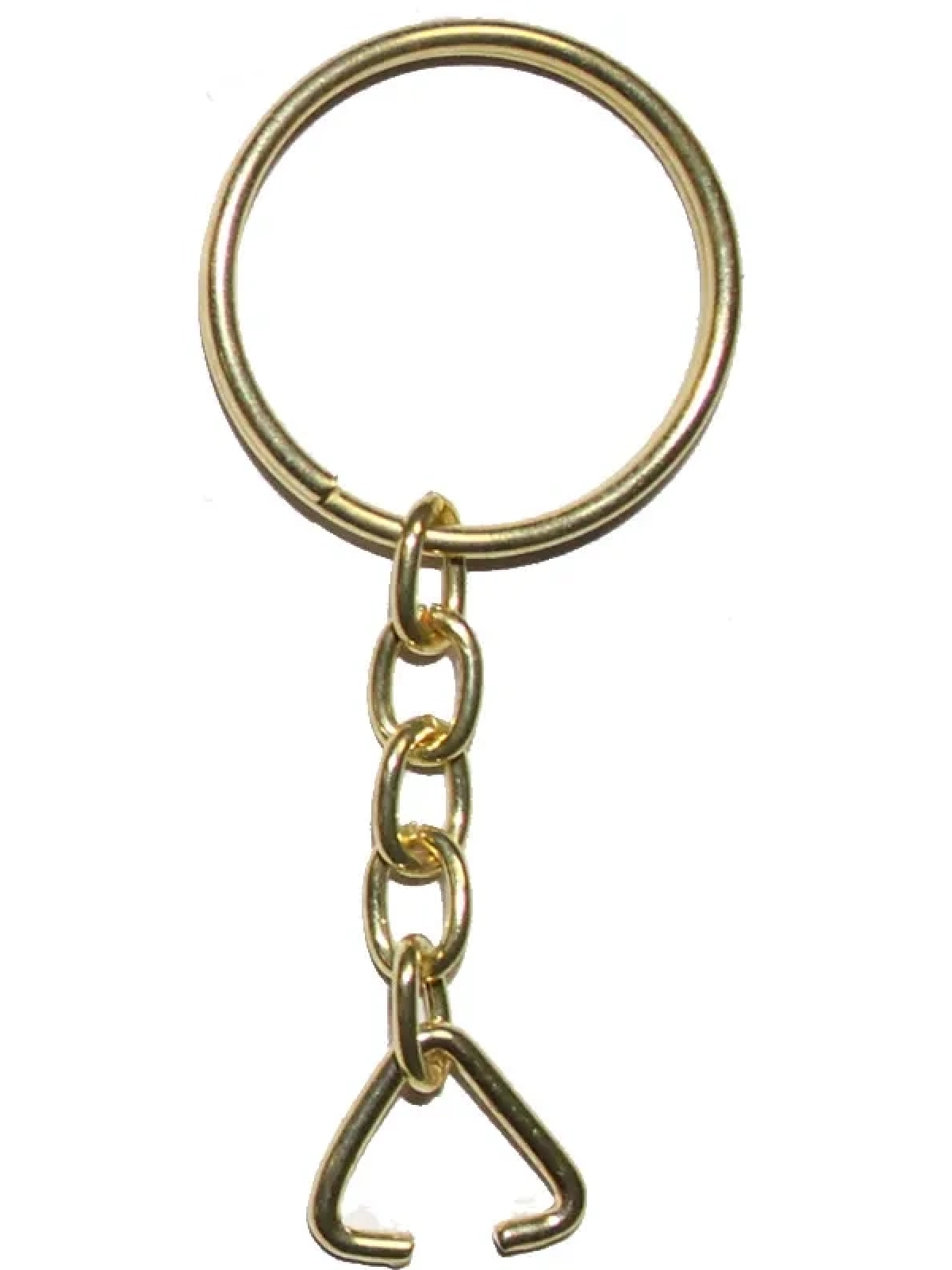 Anahtarlık Halkası, Halka + Zincir + Üçgen, 24mm, Altın, Sarı, 1 Adet