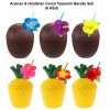 Ananas  Hindistan Cevizi Tasarımlı Pipetli Bardak Seti (6 Adet)