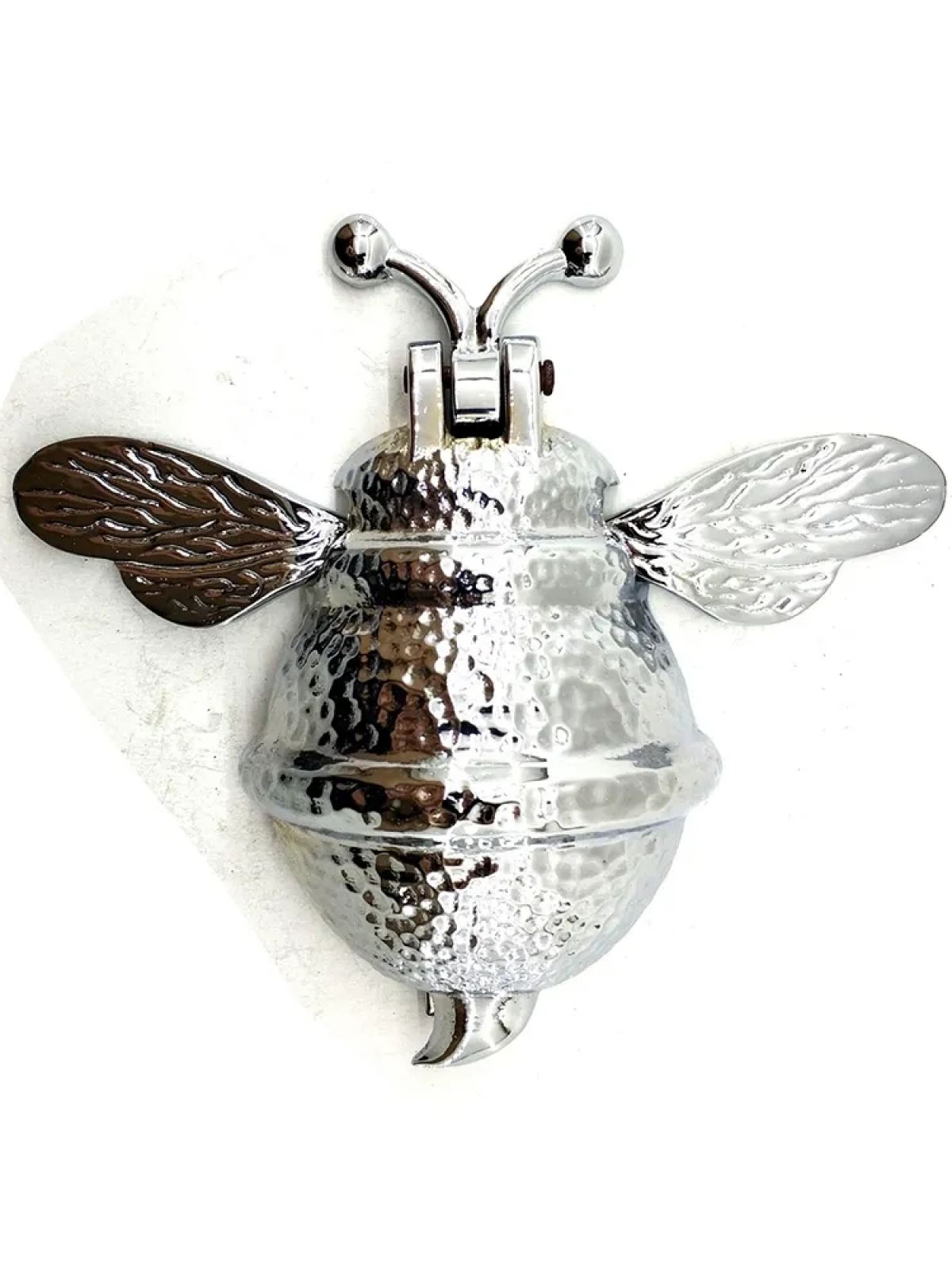 Antika Tarz Dekoratif Pirinç Arı Kapı Tokmağı, Taktak - Büyük, 163x150mm, Nikel