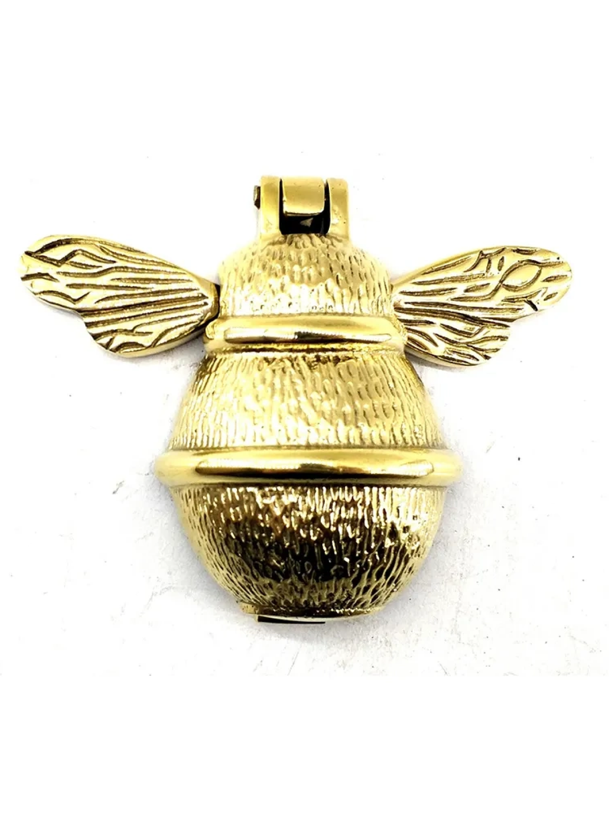 Antika Tarz Dekoratif Pirinç Arı Kapı Tokmağı, Taktak - Küçük,123x150mm, Sarı