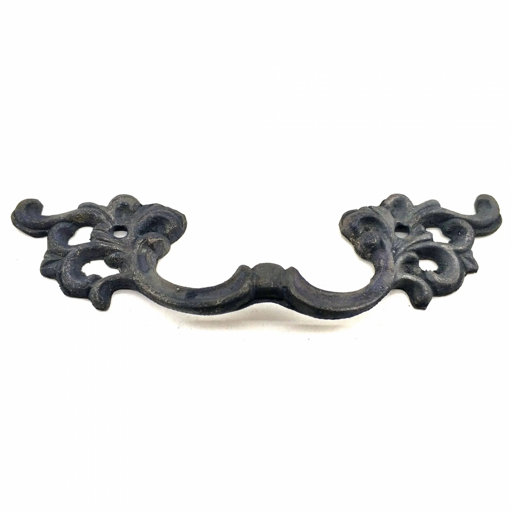 Antika Tarz Dekoratif Pirinç Çiçek Kapı Kulbu - 44x148 Mm, Oksit