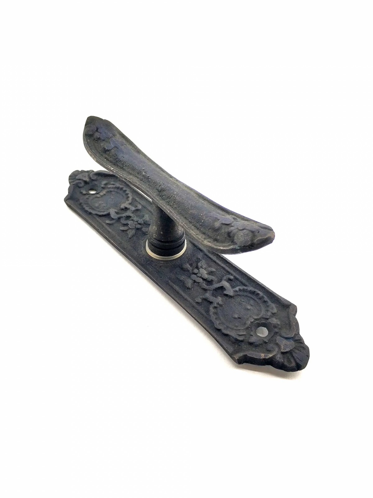 Antika Tarz Dekoratif Pirinç Çiçekli Pencere Kolu - 165x38 Mm, Oksit